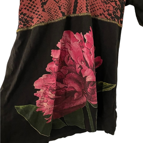 Desigual Empire Waist Multimedia Print Short Sleeve Top Medium - Picture 3 of 7